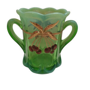 Mosser opalescent green cherry Spooner Gold and Red 5.5"